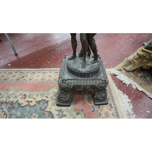 416 - Fine large antique bronze floor standing figure urn - Approx height: 118cm