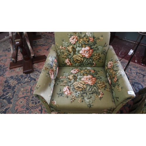 448 - Pair of antique armchairs with floral upholstery