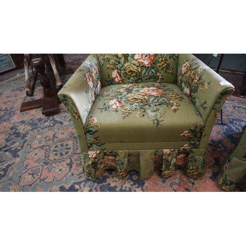 448 - Pair of antique armchairs with floral upholstery