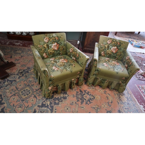 448 - Pair of antique armchairs with floral upholstery