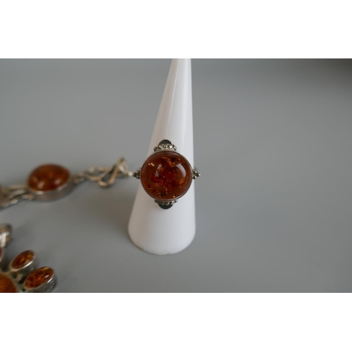 93 - Collection of silver and amber jewellery