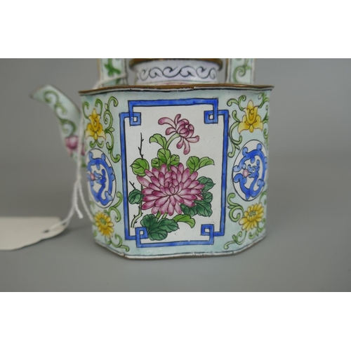 196 - Hand painted small Oriental teapot