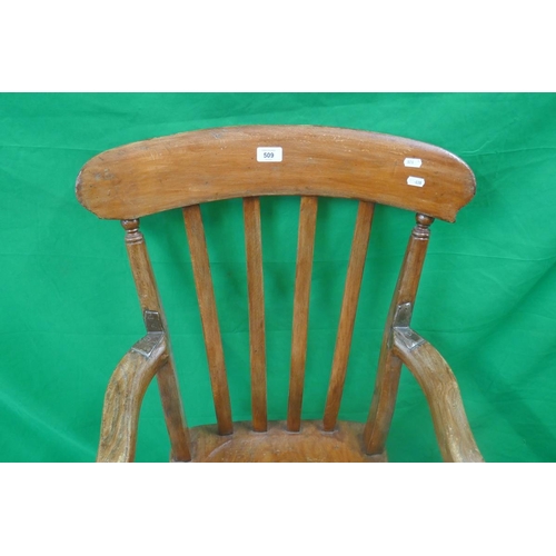 509 - Unusual rocking chair together with slat-back armchair