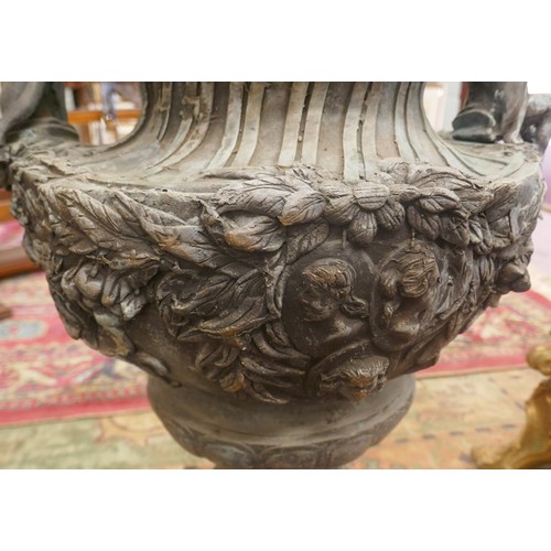 418 - Pair of large antique bronze urns - Approx H: 75cm