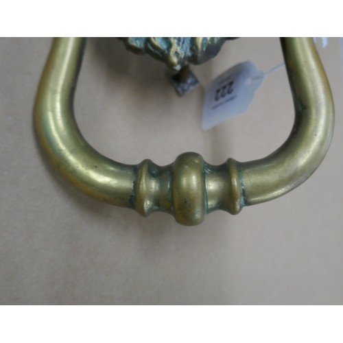 222 - Large brass lion door knocker