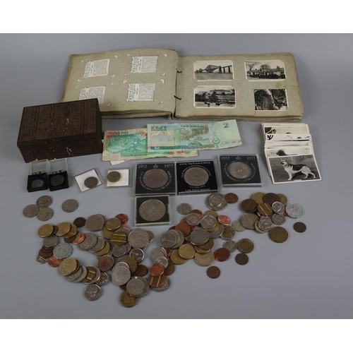 118 - Collection of coins, cigarette cards etc