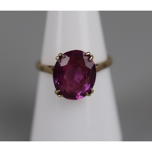 23 - Gold amethyst set ring - Approx size: N½