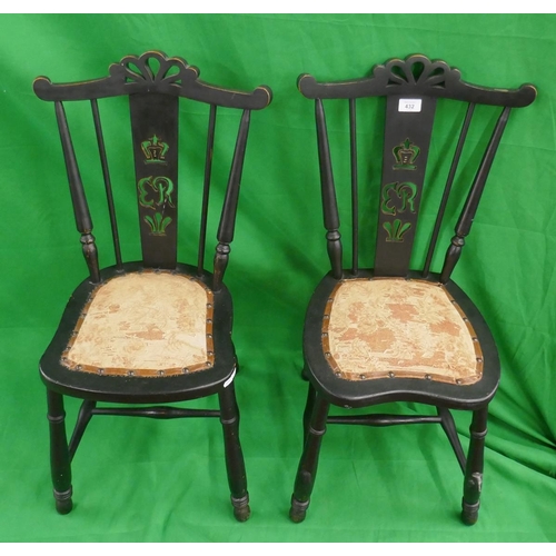 432 - Pair of pageboy chairs from the Coronation of Edward VII