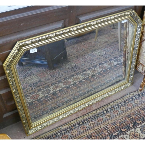 519 - Gilt framed overmantle mirror - Approx size: 104cm x 72cm