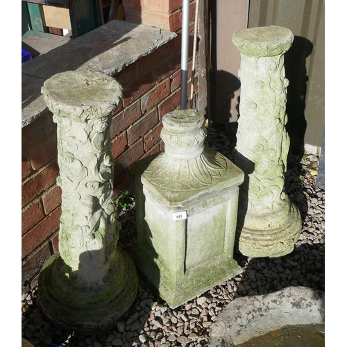 553 - Collection of stone plinths 