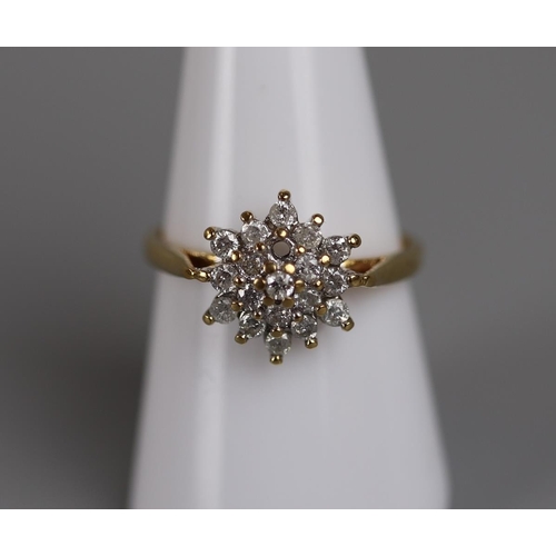 68 - 18ct gold diamond cluster ring (missing a stone) - Approx size: P