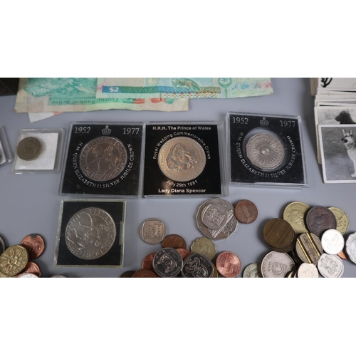 118 - Collection of coins, cigarette cards etc