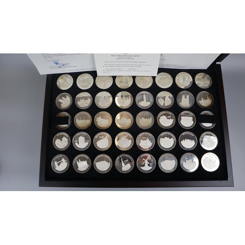 126 - Birmingham mint - Ancient Counties of England solid silver 40 medals collection - Approx weight of e... 