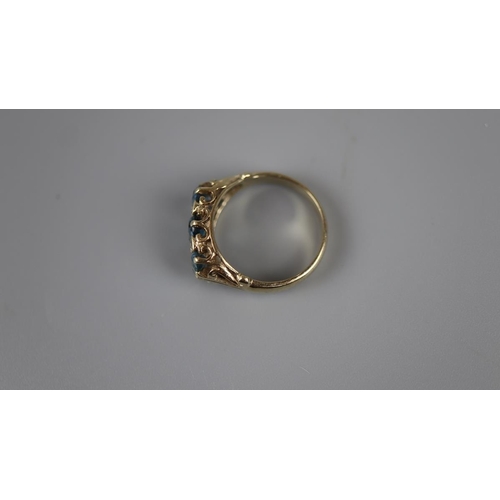 18 - Gold blue topaz & diamond set ring - Approx size: N½