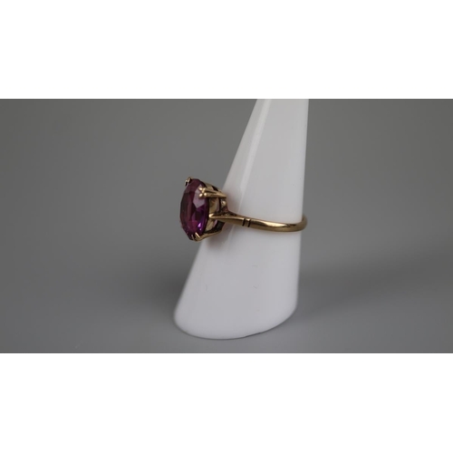 23 - Gold amethyst set ring - Approx size: N½