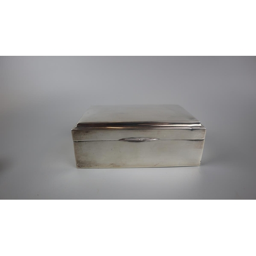 3 - Hallmarked silver cigarette box together with silver napkin rings