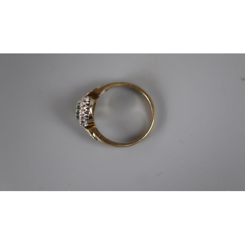 62 - Gold emerald & diamond set ring - Approx size: N