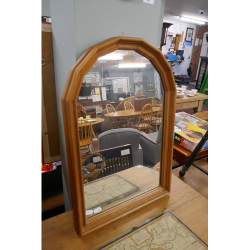 430 - Pine chest of 3 drawers together with a mirror - Approx size: W: 68cm D: 41cm H: 92cm