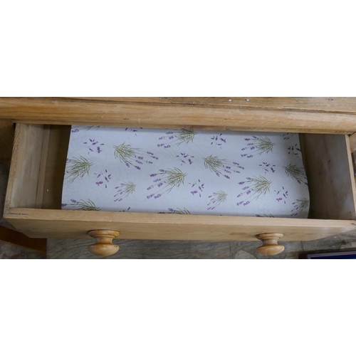 430 - Pine chest of 3 drawers together with a mirror - Approx size: W: 68cm D: 41cm H: 92cm