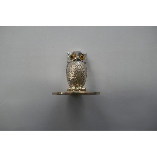 10 - Sampson Mordan cased set of 4 hallmarked silver owl menu holders for Asprey of London