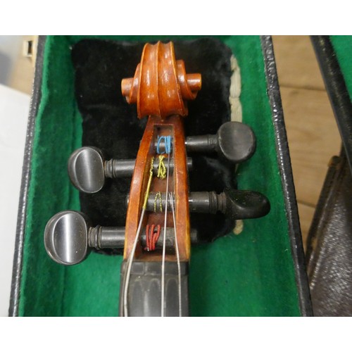 446 - Violin by Walter H Mayson of Manchester 1891 in case with bow