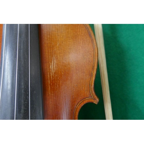 446 - Violin by Walter H Mayson of Manchester 1891 in case with bow