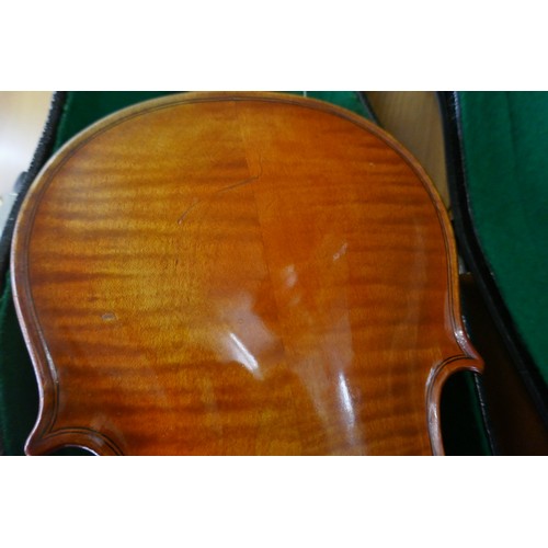 446 - Violin by Walter H Mayson of Manchester 1891 in case with bow