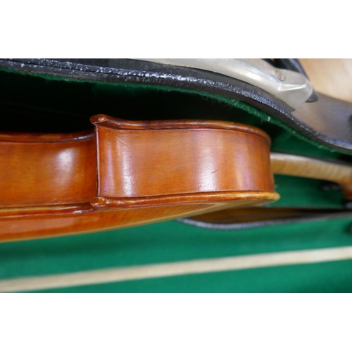 446 - Violin by Walter H Mayson of Manchester 1891 in case with bow