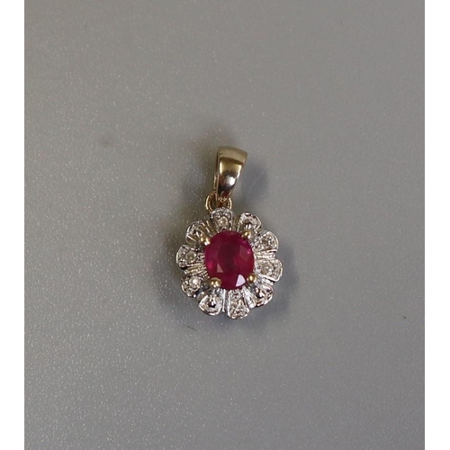 111 - Gold ruby & diamond pendant