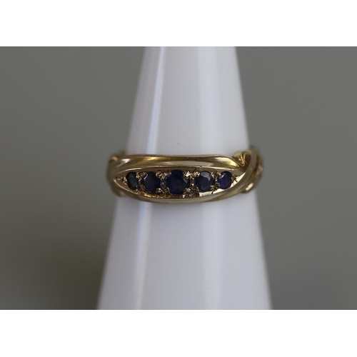 133 - Gold 5 stone sapphire set ring - Size M