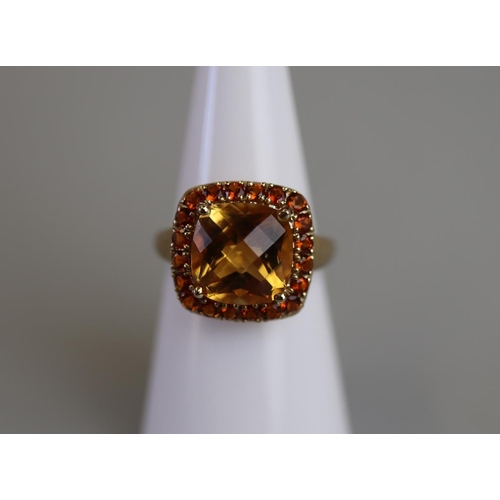 143 - Gold citrine set ring - Size L½