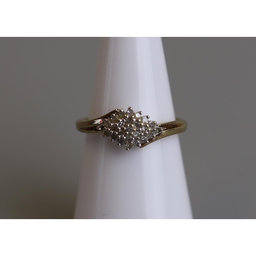 144 - Gold diamond set ring - Size L