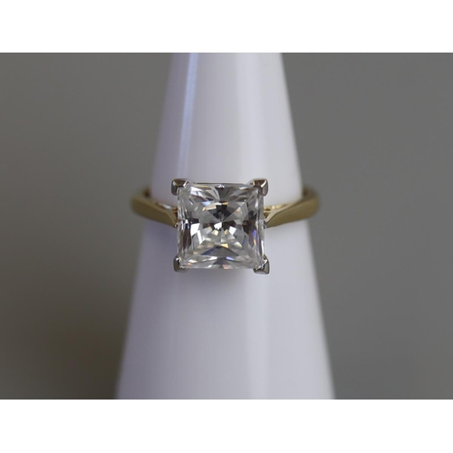 174 - Gold zircon solitaire ring - Size K