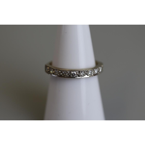 176 - 18ct white gold half hoop eternity diamond set ring - Size M