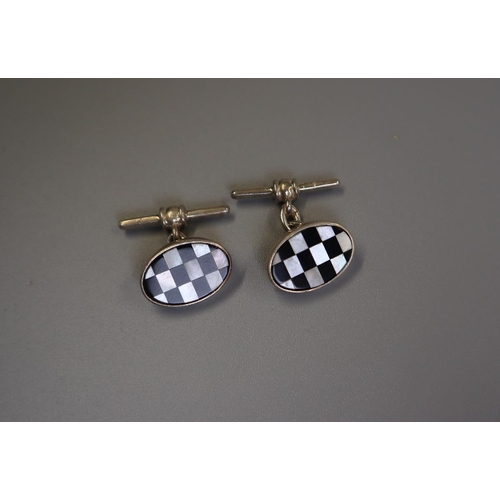 181 - Pair of silver & mother-of-pearl cufflinks