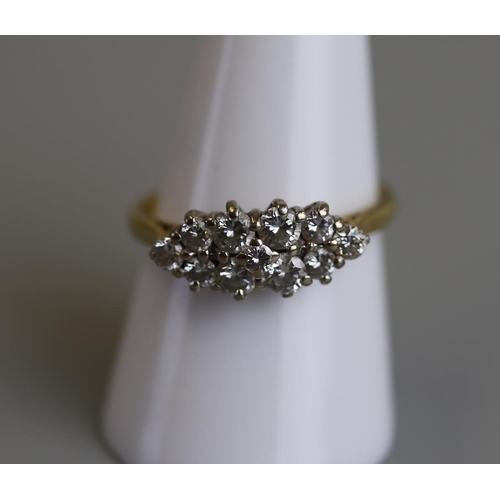 194 - Marquise shaped diamond cluster ring - 11 brilliant cut diamonds claw set in 18ct white gold TNHM mo... 