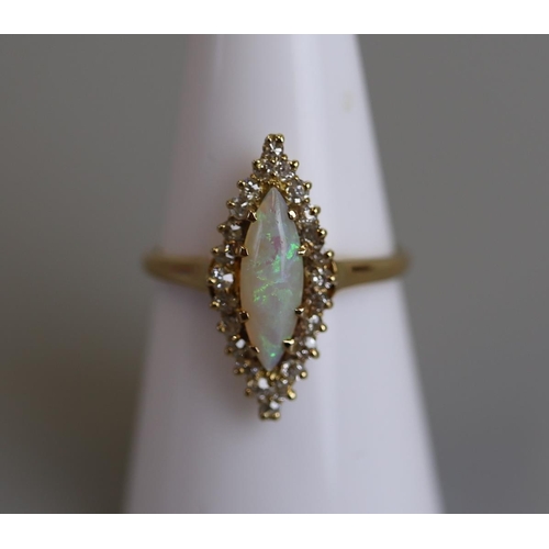 210 - 18ct opal and diamond set ring - Size N½