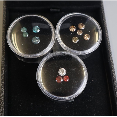 216 - Collection of 12 coloured diamonds