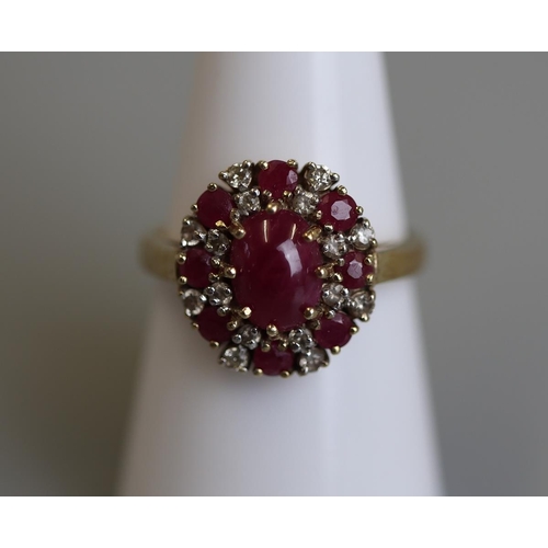 242 - Gold ruby & diamond set ring - Size O