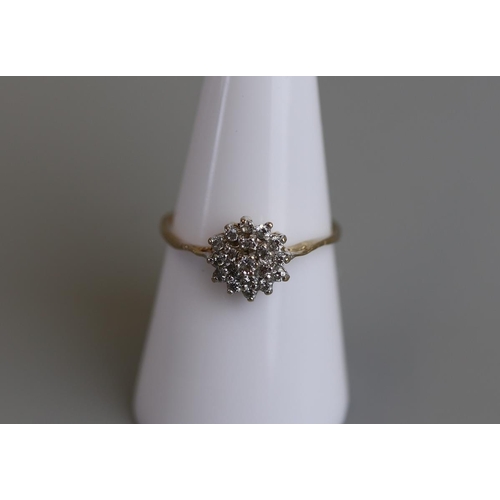 248 - Gold diamond cluster ring - Size P