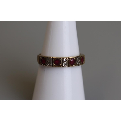 252 - Gold ruby & diamond set ring - Size N