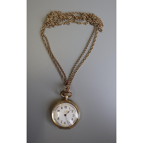 256 - 18ct gold watch with gold chain