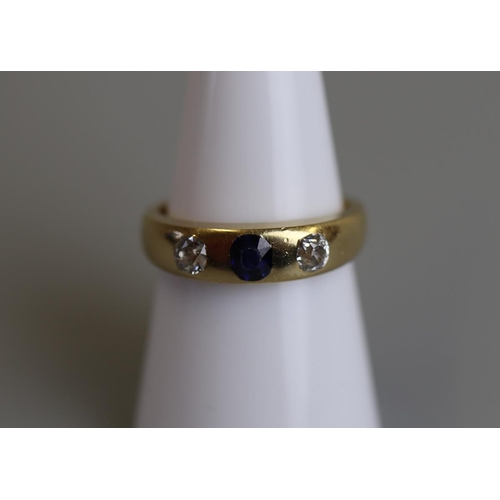 260 - Victorian 18ct gold sapphire & diamond ring - Size N