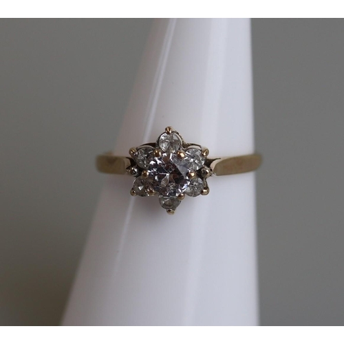 269 - Gold CZ cluster ring - Size K½