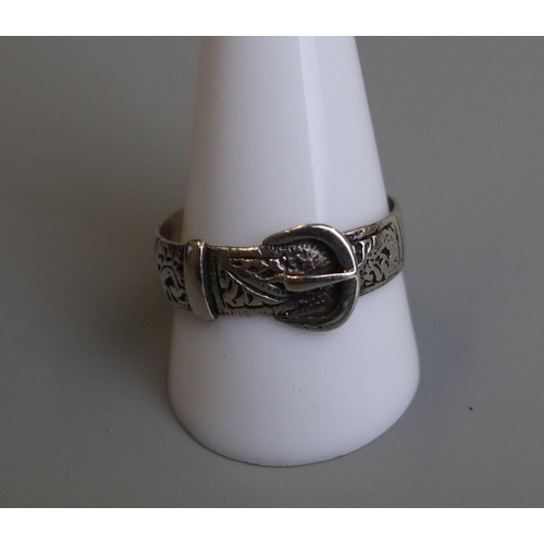 272 - Old silver buckle ring