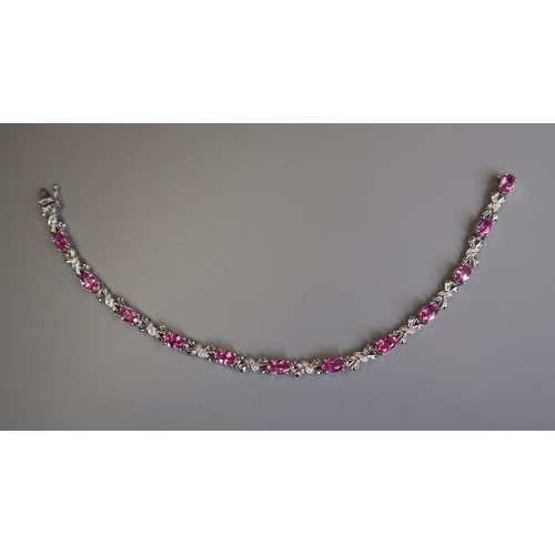 67 - White gold pink tourmaline & diamond set bracelet