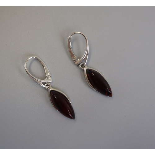 70 - Pair of silver & amber earrings