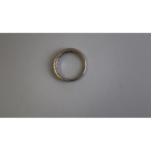 110 - 18ct white gold diamond set half hoop ring - Size O