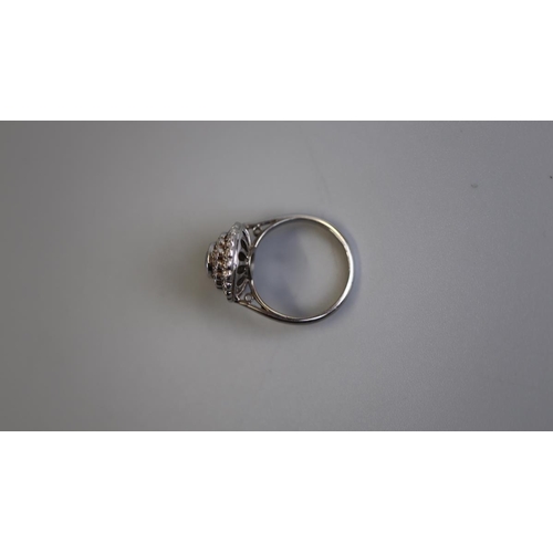 135 - Fine 18ct gold sapphire & diamond set ring - Size N½