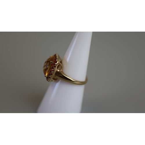 143 - Gold citrine set ring - Size L½